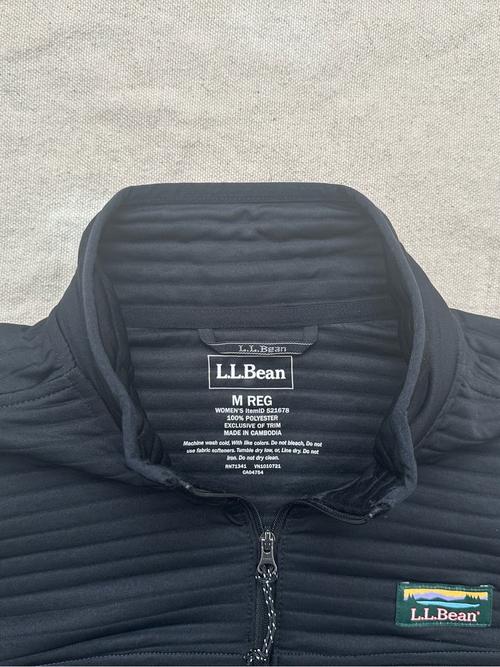 LL Bean Airlight Knit Full Zip Jacket Womens Medium Black Ribbed Fleece 521678 - Picture 2 of 9